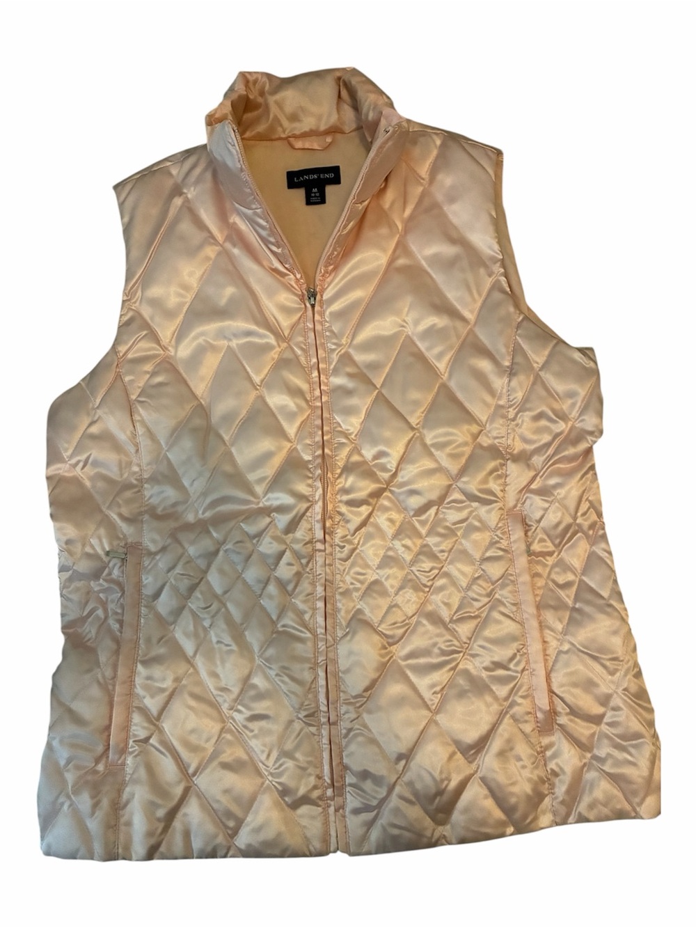 Lands' End Women’s Quilted Diamond Down Puffer Vest Pale Pink M Never Worn